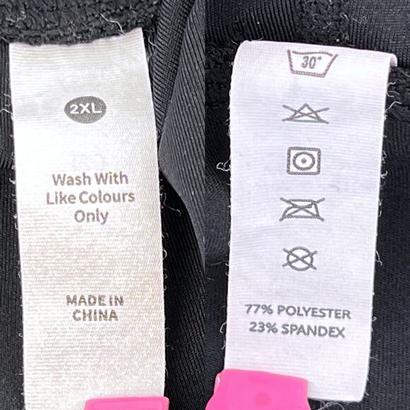 Black Yoga Pants Exercise Leggings Pockets Plus Size 2X - Picture 7 of 11